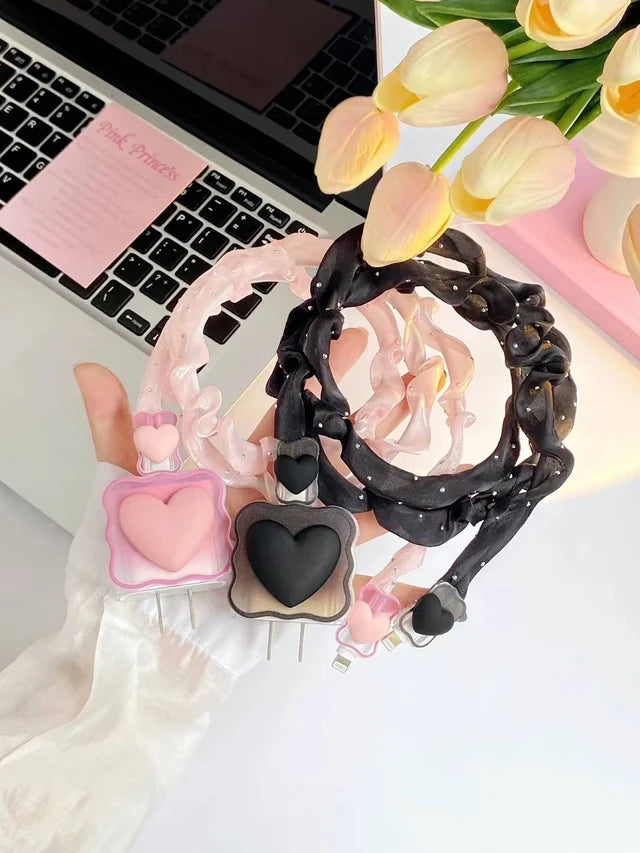 Wavy Heart Charm iPhone Charger Case