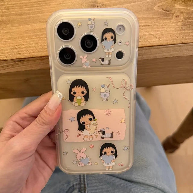 Cute Aesthetic Girl & Bunny iPhone Case