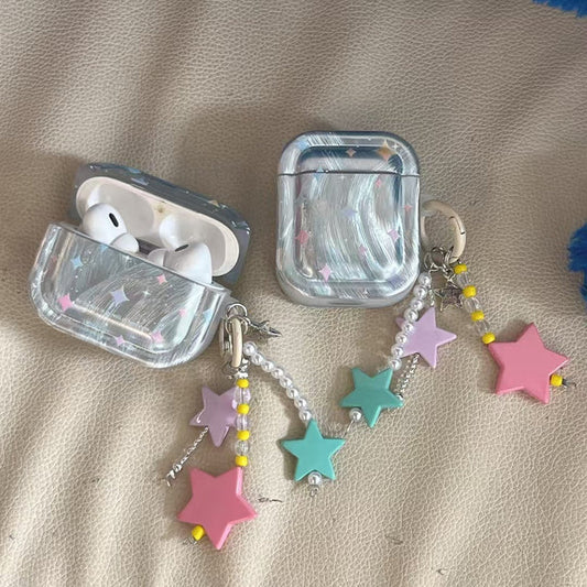 Holographic Star AirPods Case with Beaded Charm