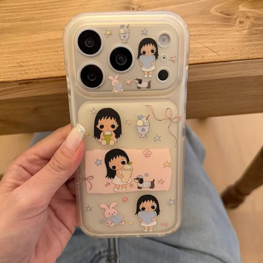 Cute Aesthetic Girl & Bunny iPhone Case