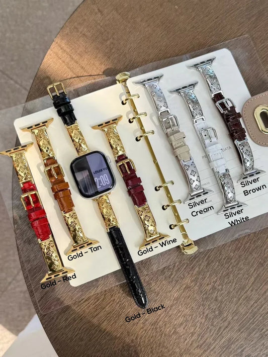 Luxury Embossed Metal Apple Watch Strap