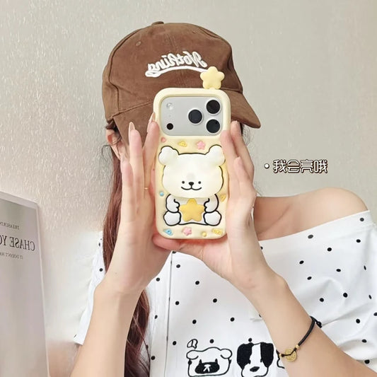 Cute 3D Bear & Star iPhone Case